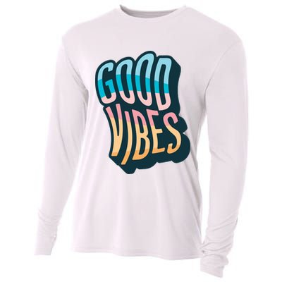 Good Vibes Retro Positive Quote Cooling Performance Long Sleeve Crew