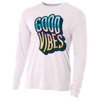 Good Vibes Retro Positive Quote Cooling Performance Long Sleeve Crew