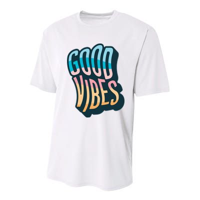 Good Vibes Retro Positive Quote Youth Performance Sprint T-Shirt
