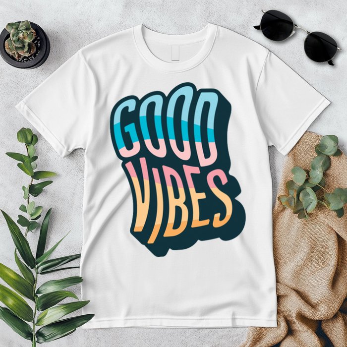 Good Vibes Retro Positive Quote Premium T-Shirt