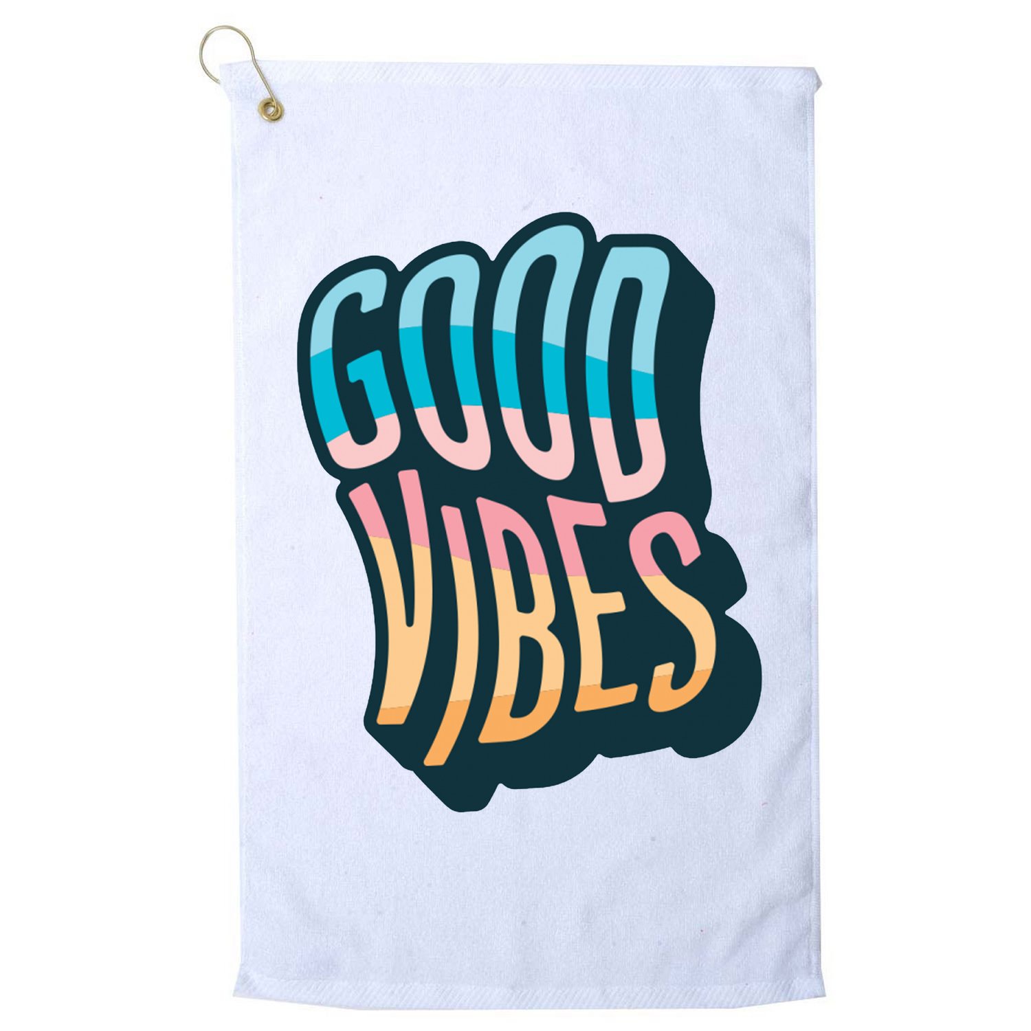 Good Vibes Retro Positive Quote Golf Towel