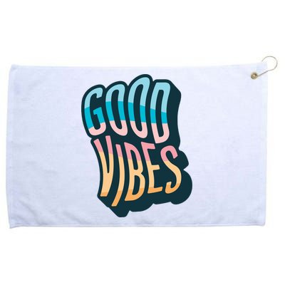 Good Vibes Retro Positive Quote Grommeted Golf Towel