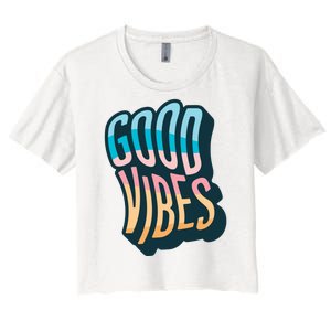 Good Vibes Retro Positive Quote Women's Crop Top Tee