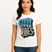 Good Vibes Retro Positive Quote Womens T-Shirt