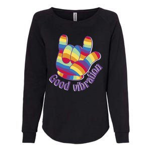 Good Vibration Rainbow Womens California Wash Sweatshirt