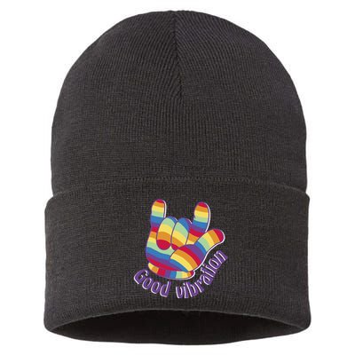 Good Vibration Rainbow Sustainable Knit Beanie