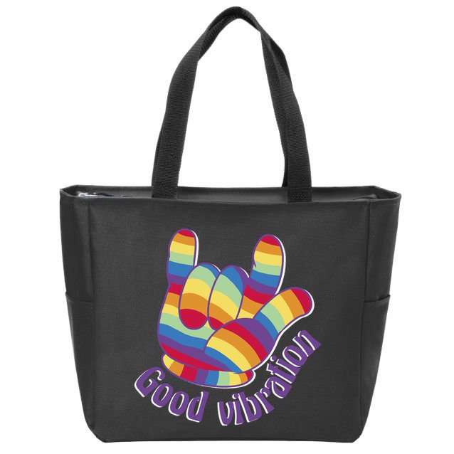 Good Vibration Rainbow Zip Tote Bag