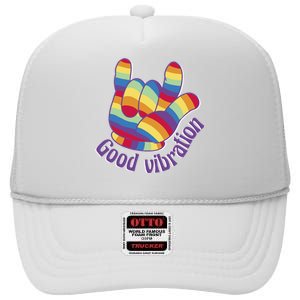 Good Vibration Rainbow High Crown Mesh Back Trucker Hat