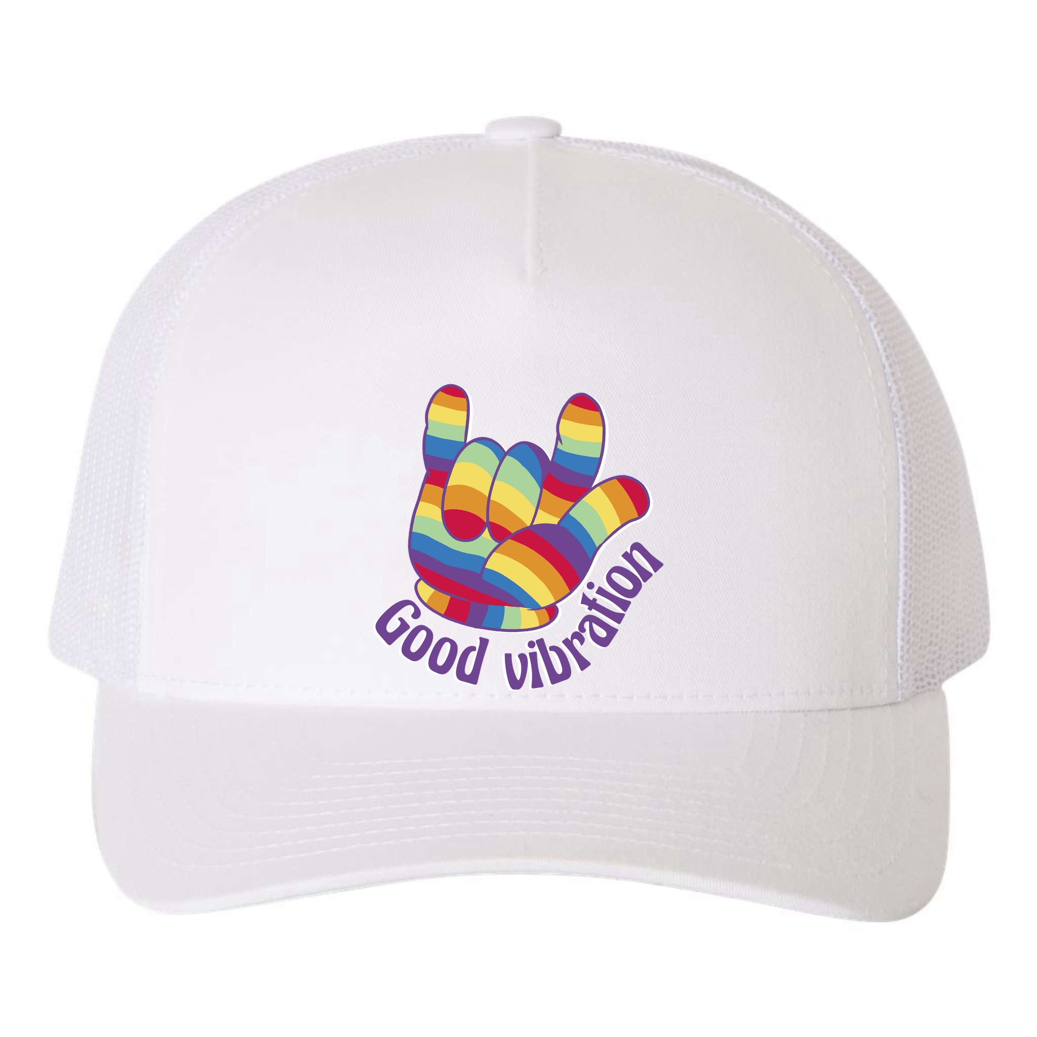 Good Vibration Rainbow Yupoong Adult 5-Panel Trucker Hat