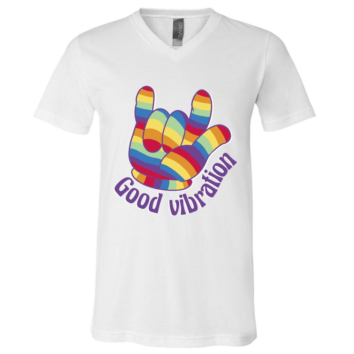 Good Vibration Rainbow V-Neck T-Shirt
