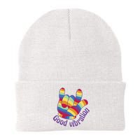 Good Vibration Rainbow Knit Cap Winter Beanie