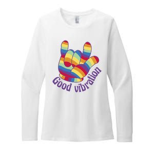 Good Vibration Rainbow Womens CVC Long Sleeve Shirt