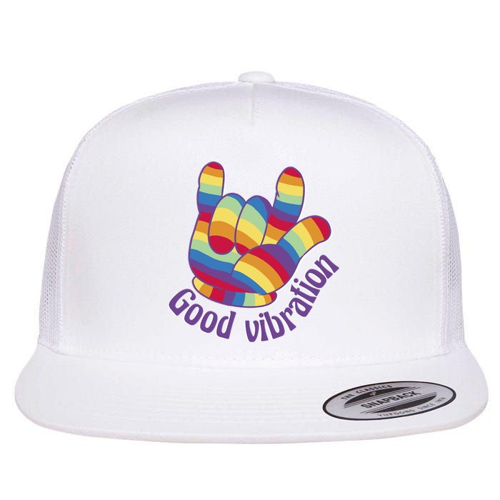 Good Vibration Rainbow Flat Bill Trucker Hat