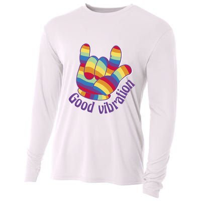 Good Vibration Rainbow Cooling Performance Long Sleeve Crew