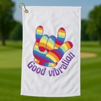 Good Vibration Rainbow Golf Towel