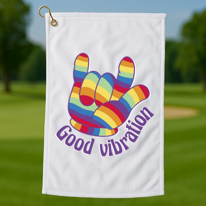 Good Vibration Rainbow Golf Towel
