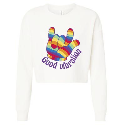 Good Vibration Rainbow Cropped Pullover Crew