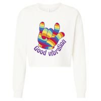 Good Vibration Rainbow Cropped Pullover Crew