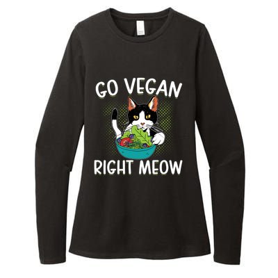 Go Vegan Right Meow Cat Vegan Vegetable Diet Gift Womens CVC Long Sleeve Shirt