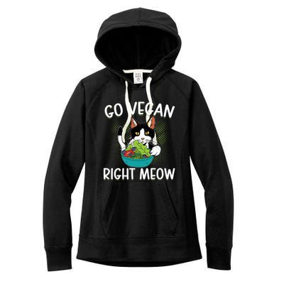 Go Vegan Right Meow Cat Vegan Vegetable Diet Gift Women's Fleece Hoodie