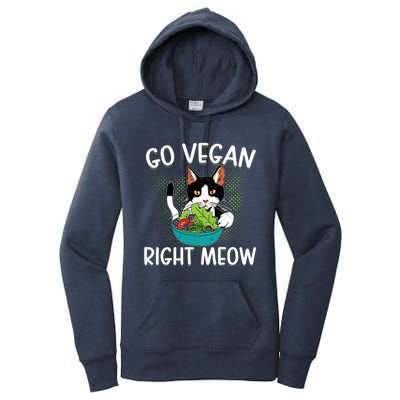 Go Vegan Right Meow Cat Vegan Vegetable Diet Gift Women's Pullover Hoodie