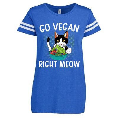 Go Vegan Right Meow Cat Vegan Vegetable Diet Gift Enza Ladies Jersey Football T-Shirt