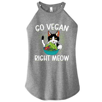 Go Vegan Right Meow Cat Vegan Vegetable Diet Gift Women’s Perfect Tri Rocker Tank