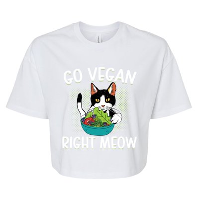 Go Vegan Right Meow Cat Vegan Vegetable Diet Gift Bella+Canvas Jersey Crop Tee