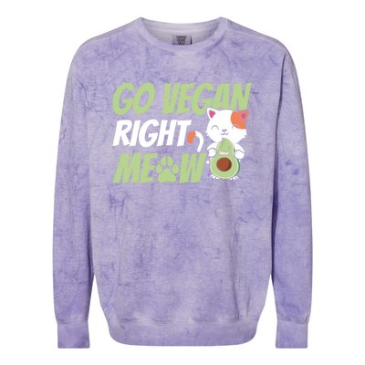 Go Vegan Right Meow Funny Avogato Cute Cat Avocado Lovers Gift Colorblast Crewneck Sweatshirt