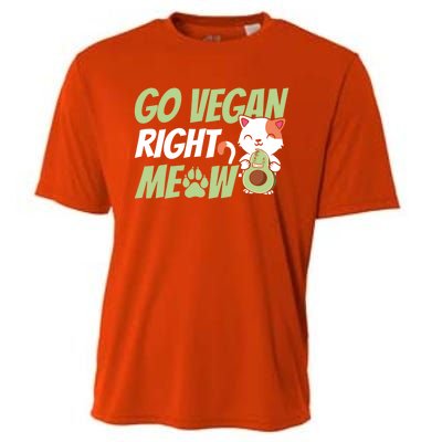 Go Vegan Right Meow Funny Avogato Cute Cat Avocado Lovers Gift Cooling Performance Crew T-Shirt