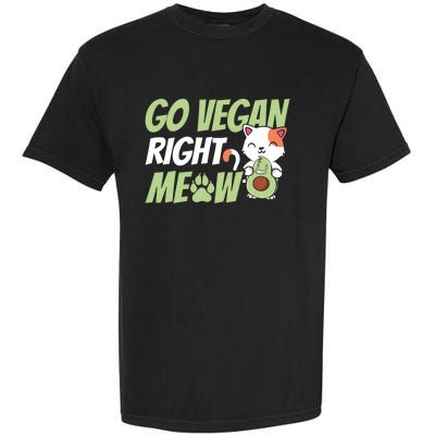 Go Vegan Right Meow Funny Avogato Cute Cat Avocado Lovers Gift Garment-Dyed Heavyweight T-Shirt