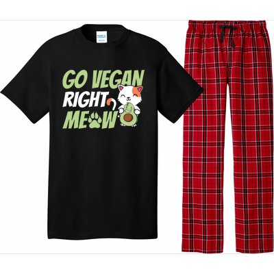 Go Vegan Right Meow Funny Avogato Cute Cat Avocado Lovers Gift Pajama Set