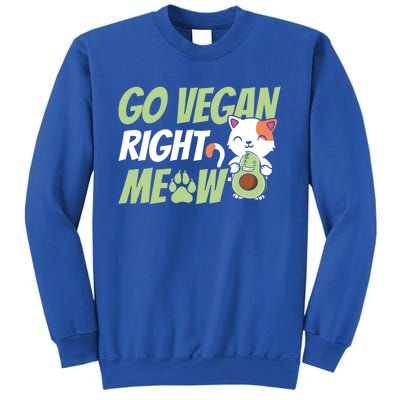 Go Vegan Right Meow Funny Avogato Cute Cat Avocado Lovers Gift Sweatshirt