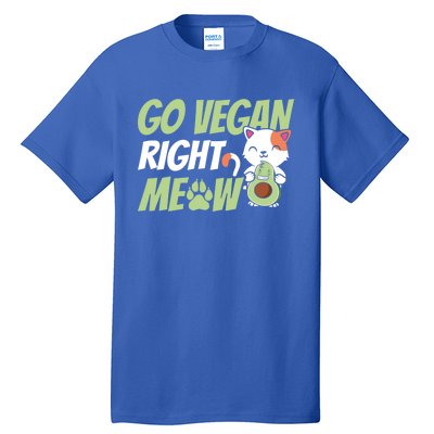 Go Vegan Right Meow Funny Avogato Cute Cat Avocado Lovers Gift Tall T-Shirt