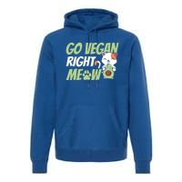 Go Vegan Right Meow Funny Avogato Cute Cat Avocado Lovers Gift Premium Hoodie