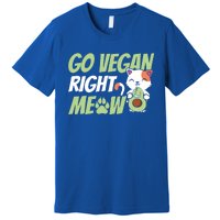 Go Vegan Right Meow Funny Avogato Cute Cat Avocado Lovers Gift Premium T-Shirt