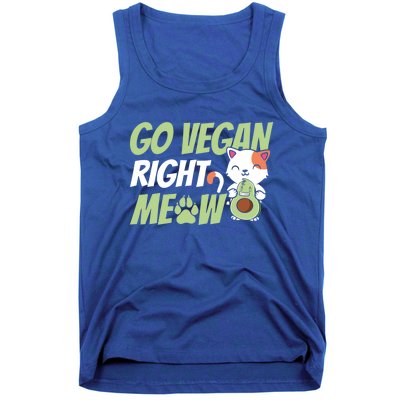 Go Vegan Right Meow Funny Avogato Cute Cat Avocado Lovers Gift Tank Top