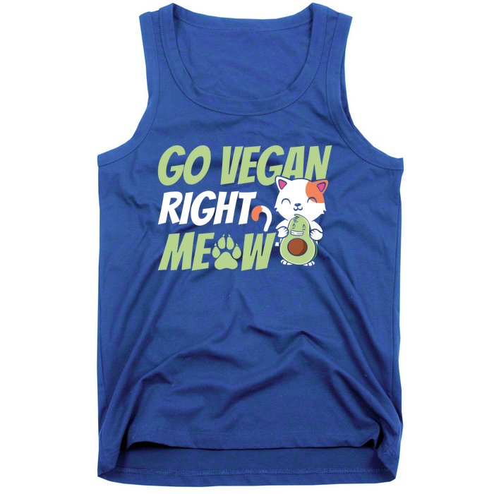 Go Vegan Right Meow Funny Avogato Cute Cat Avocado Lovers Gift Tank Top