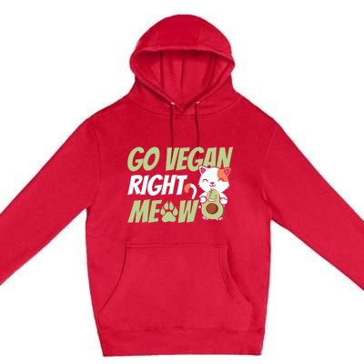 Go Vegan Right Meow Funny Avogato Cute Cat Avocado Lovers Gift Premium Pullover Hoodie