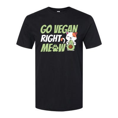 Go Vegan Right Meow Funny Avogato Cute Cat Avocado Lovers Gift Softstyle CVC T-Shirt