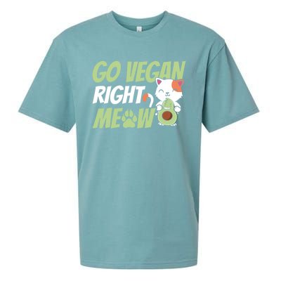 Go Vegan Right Meow Funny Avogato Cute Cat Avocado Lovers Gift Sueded Cloud Jersey T-Shirt