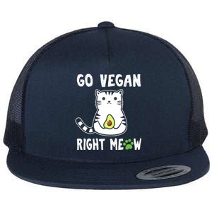 Go Vegan Right Meow Funny Avogato Cool Gift Flat Bill Trucker Hat