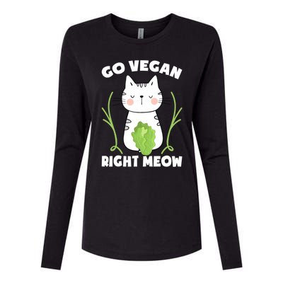 Go Vegan Right Meow Funny Vegan Cat Vegan Gift Womens Cotton Relaxed Long Sleeve T-Shirt