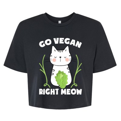 Go Vegan Right Meow Funny Vegan Cat Vegan Gift Bella+Canvas Jersey Crop Tee