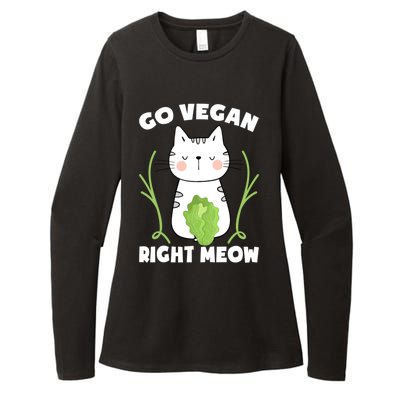 Go Vegan Right Meow Funny Vegan Cat Vegan Gift Womens CVC Long Sleeve Shirt