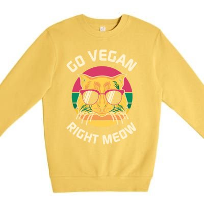 Go Vegan Right Meow Gift Premium Crewneck Sweatshirt