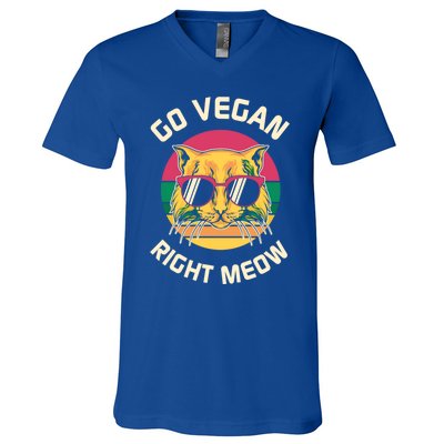 Go Vegan Right Meow Gift V-Neck T-Shirt