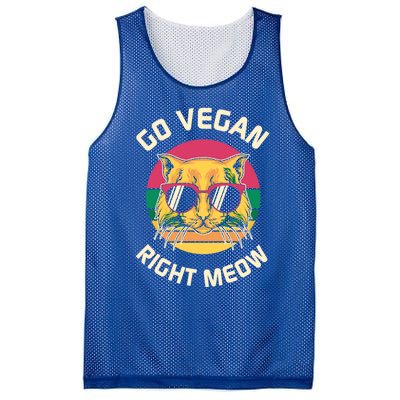 Go Vegan Right Meow Gift Mesh Reversible Basketball Jersey Tank