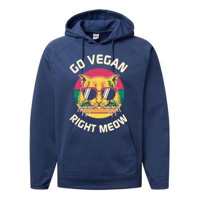 Go Vegan Right Meow Gift Performance Fleece Hoodie