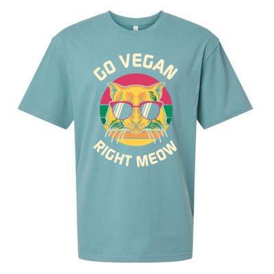 Go Vegan Right Meow Gift Sueded Cloud Jersey T-Shirt